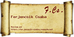 Ferjencsik Csaba névjegykártya